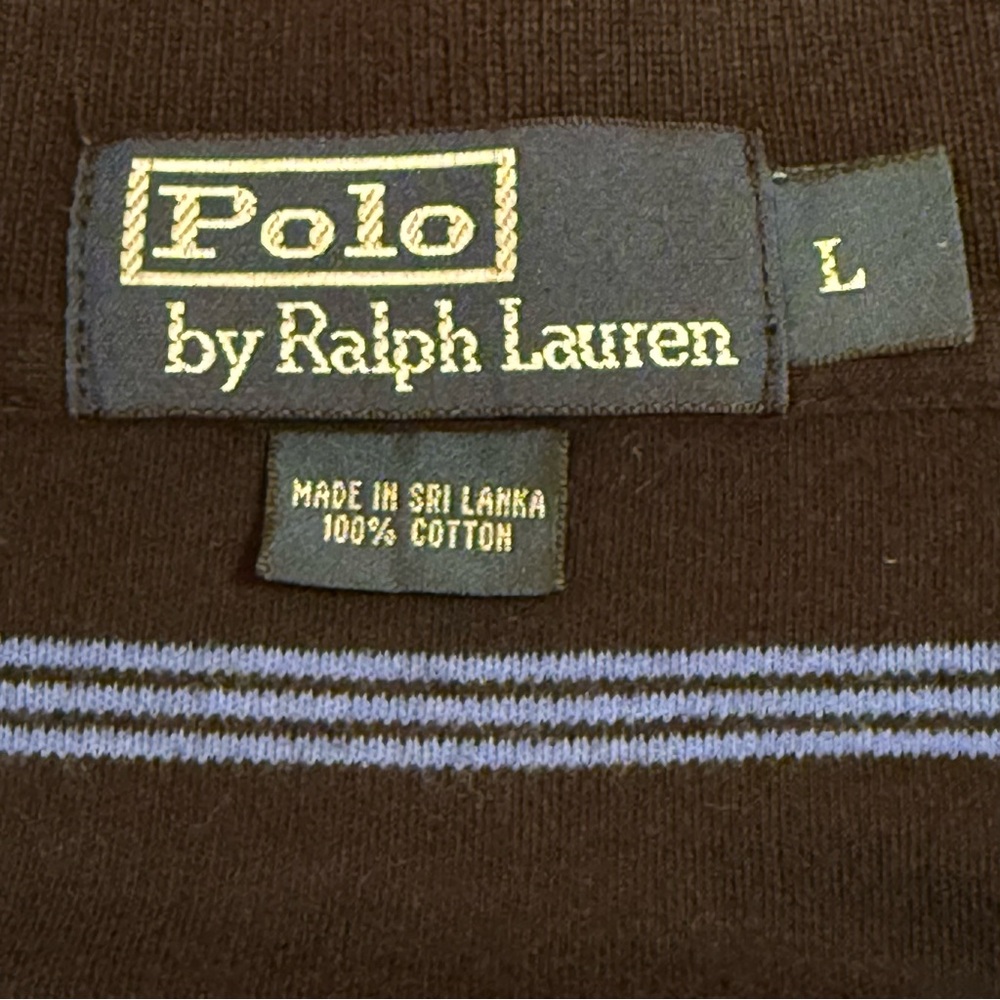 * SOLD * Polo by Ralph Lauren Men's Polo Size L Shirt Black & Blue Stripes - Picture 3 of 8